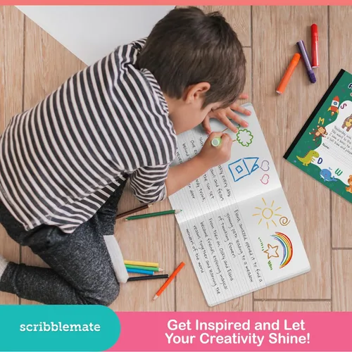 Miniatura 5 de Diario primario de grado K-2, cuaderno de composición primaria k-2, 4 colores y diseños surtidos, diario de escritura primaria, 100 hojas/200