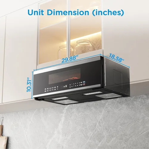 Miniatura 7 de Midea MMO12S3ASTZ Microondas de sobremesa, 1.2 pies cúbicos Microondas delgados con cocción por sensor, Microondas de acero inoxidable, 1000W