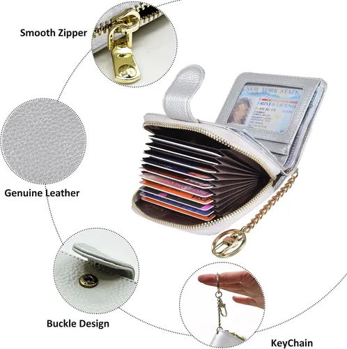 Miniatura 3 de Beurlike billetera de cuero, con tarjetero con bloqueo RFID, organizador, billetera segura para mujer