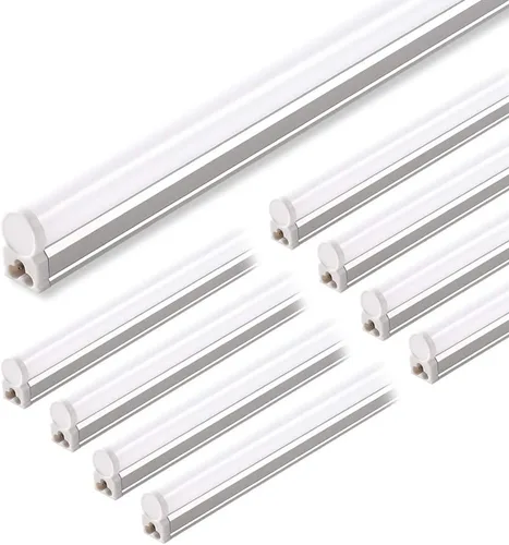 Barrina (Paquete de 8) Artefacto único integrado LED T5, 4 pies, 2200lm, 5000K, 20W, luz para tienda, techo y debajo del gabinete, listada ETL, con