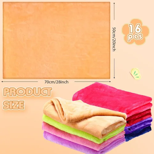 Miniatura 4 de Kinlop Manta de franela de 16 piezas, suave y cálida, manta de cama para recién nacido, viajes, 16 colores (20 x 28 pulgadas)