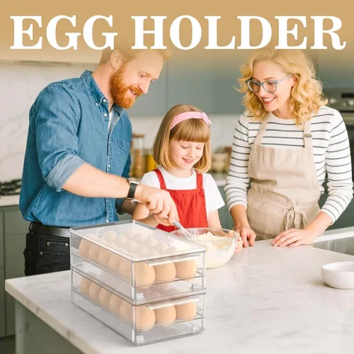 Miniatura 3 de Caja de huevos acrílica transparente 18 y 36 unidades de almacenamiento para refrigerador y cocina. Tamaño: 13.3 x 4.7 x 3.9 pulgadas (paquete de 2)