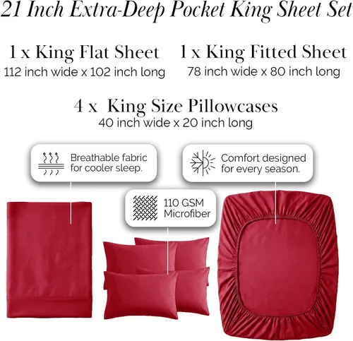 Miniatura 375 de Southshore Fine Living, Inc. Juego de 7 piezas de sábanas King divididas para cama ajustable, juego de sábanas King divididas con bolsillo de 21