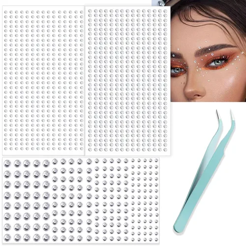 NOOEPC Gemas faciales para el cabello, joyas autoadhesivas para la cara, joyas para los ojos, diamantes de imitación para la cara, gemas de