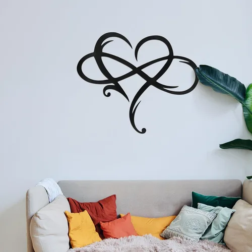 Miniatura 13 de MayLove-US Decoración de pared de metal con corazón infinito, decoración única de pared de corazón infinito, placa de letrero de amor, arte Blanco