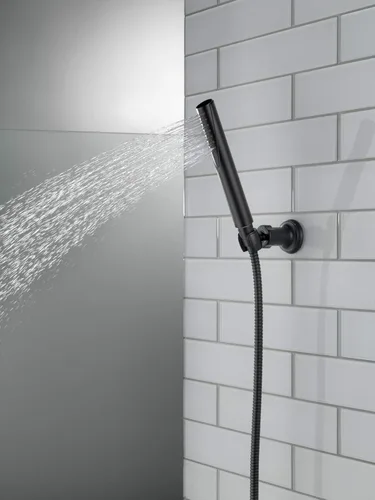 Miniatura 2 de Delta Faucet Trinsic - Ducha de mano de montaje en pared de un solo rociador, ducha de mano con manguera, cabezal de ducha de mano negro, ducha