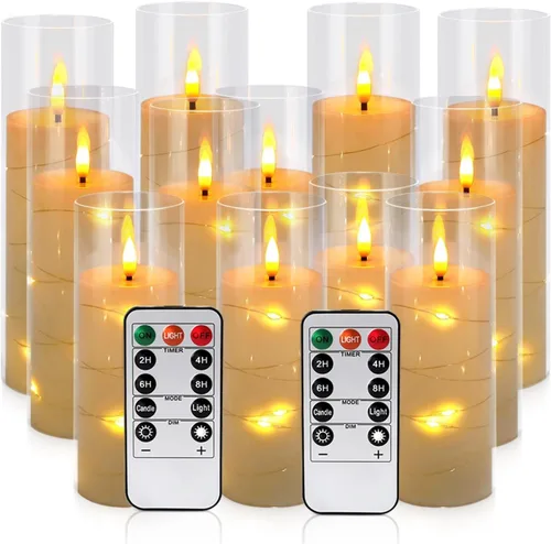 Miniatura 13 de fclayvts Paquete de 24 velas LED sin llama con control remoto, velas eléctricas parpadeantes, velas temporizadoras, llama 3D, para Halloween