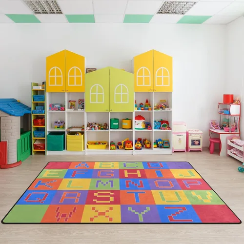 Miniatura 52 de Alfombra para Niños, Alfombra de Oruga Arcoíris ABC Letras del Alfabeto Tapete Educativo - 5x7 Pies Alfombra de Área de Aprendizaje con Respaldo