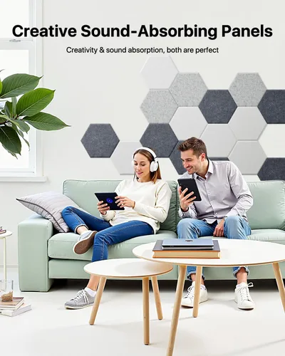 Miniatura 6 de Paneles acústicos Soundsbay, paquete de 18 paneles insonorizados hexagonales de alta densidad, panel absorbente de sonido, paneles de espuma a