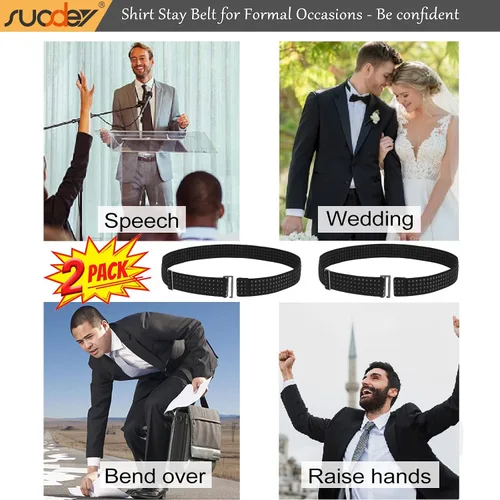 Miniatura 3 de SUOSDEY Camisa Stays Belt para hombre, camisa tucker, cinturón elástico ajustable oculto, agarre más fuerte con pegamento mejorado