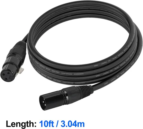 Miniatura 2 de Cable DMX de 10 pies, paquete de 4 cables de luz DMX de 9.8 ft, cables DMX de 3 pines, cable de señal XLR macho a hembra con conectores metálicos