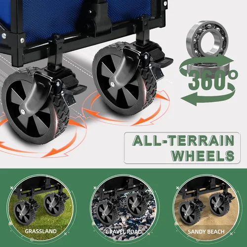 Miniatura 3 de YSIATN Carrito Plegable con Portón Trasero - 300 libras Vagón Utilitario Plegable de Servicio Pesado con Ruedas de Freno - 100L Vagones Ligeros