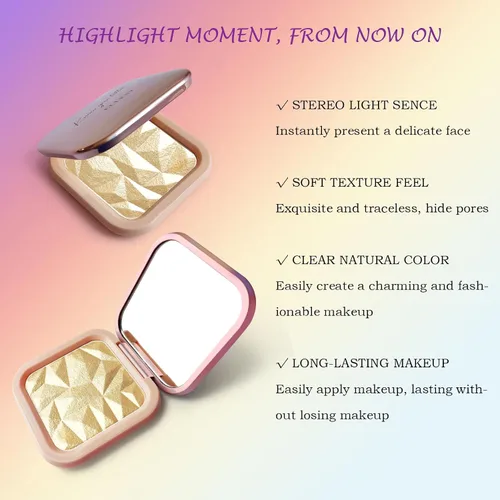 Miniatura 5 de Paleta de maquillaje iluminador, paleta de contorno brillante en polvo para iluminar el contorno de la cara, maquillaje dorado con reflejos