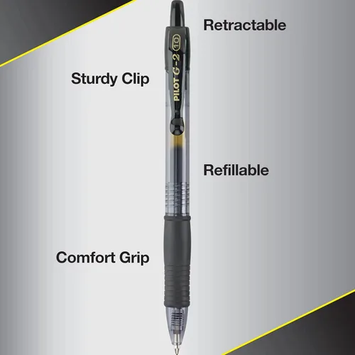 Miniatura 4 de PILOT Pen 15316 G2 Premium - Bolígrafos de gel con punta rodante, recargables y retráctiles, punta gruesa, color negro, paquete de 8