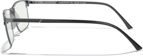Miniatura 3 de MERRY'S Lentes de bloqueo de luz azul de moda, lentes de lectura, marco de metal, bisagra de resorte, lentes para hombres Gris-2.047 in