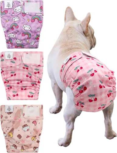 Miniatura 15 de CuteBone WWD28XS - Pañales lavables para perras, sin agujero para la cola, reutilizables, pantalones de entrenamiento para perritos, con cola