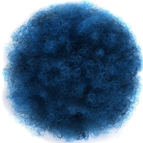 Miniatura 2 de Extensión de cabello de cola de caballo afro azul con cordón para mujeres negras, cola de caballo afro corta sintética para cabello natural, clip
