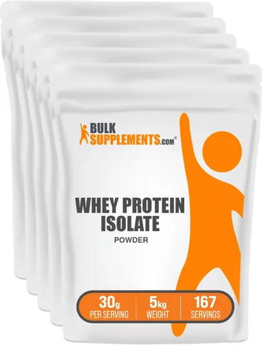 Miniatura 11 de Polvo de aislados de proteína suero de leche de BulkSupplements. Aislados 90 % limpios y puros sin sabor para hombres y mujeres. Construye masa