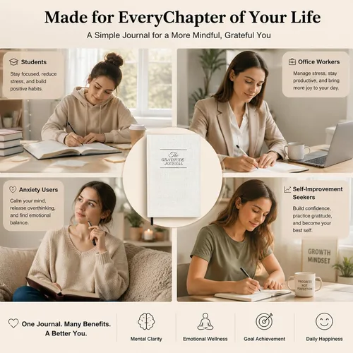 Miniatura 4 de Diario de gratitud para mujeres, indicaciones diarias guiadas rápidas con afirmaciones positivas, ejercicios de atención plena para la felicidad