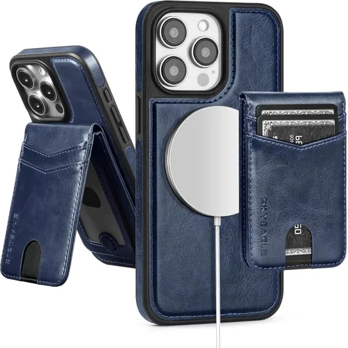 SkyEagle Magsafe - Funda magnética 2 en 1 desmontable para iPhone 11 Pro Max con tarjetero, para mujeres y hombres, piel sintética con bloqueo RFID,