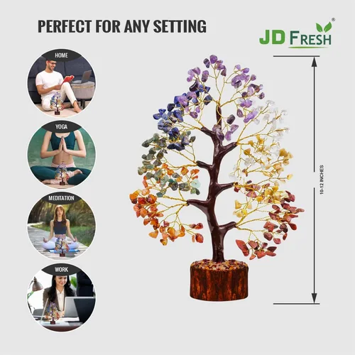 Miniatura 2 de JD FRESH Árbol de cristal de 300 cuentas de 7 chakras, pieza de exhibición de buena suerte y energía positiva/pieza de exhibición para sala