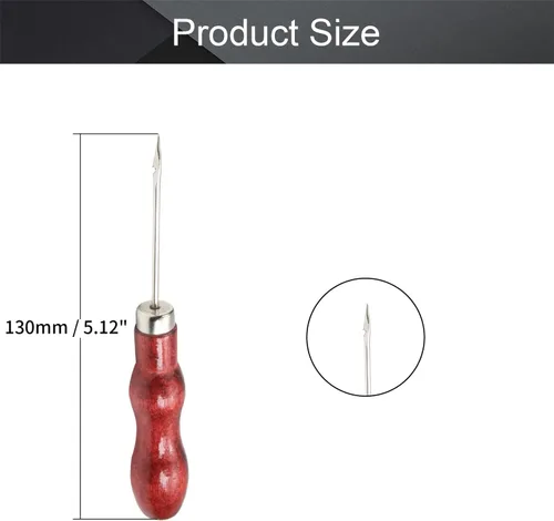 Miniatura 2 de Utoolmart Punzón para rascar, herramienta de punzón de cuero, mango de madera, doble forma de calabaza, herramientas de artesanía en cuero