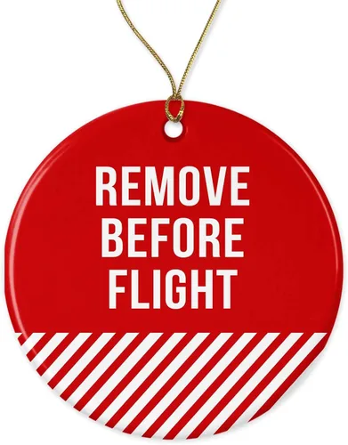 Adorno de advertencia de avión para quitar antes del vuelo, adorno navideño para árbol de Navidad, adorno navideño para él, esposa, marido, impreso