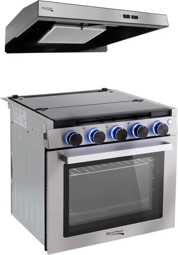 Miniatura 10 de Estufa RecPro RV de acabado negro Estufa de gas de 21" de altura Tres quemadores de 6500 y 8000 BTU Horno de 7100 BTU con capacidad de 1.8