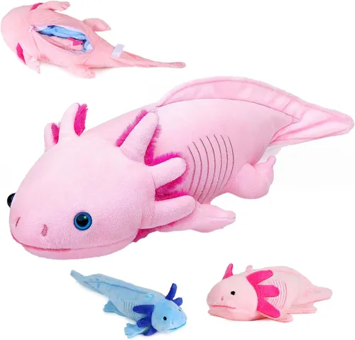 Miniatura 11 de Tiny Heart Peluche de Axolotl, animal de peluche, bonito juguete de peluche realista con ambistoma, regalos para niños, 18 pulgadas de largo