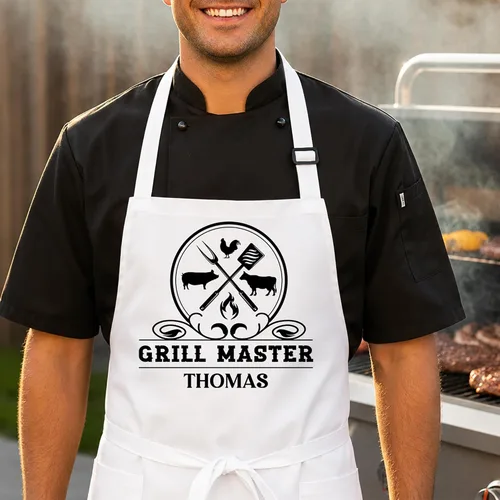 Miniatura 3 de Delantal para barbacoa y parrilla, regalo personalizado para el día del padre para papá, maestro de parrilla, abuelo, delantal de chef, delantales