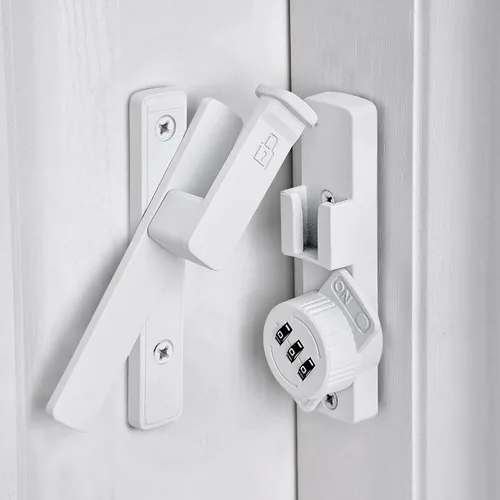 Miniatura 6 de INIRET Cerradura de Puerta de Granero Negra Mate de 180 Grados, Cerradura de Contraseña Mecánica, Contraseña de 3 Dígitos Sin Llave, Pestillo