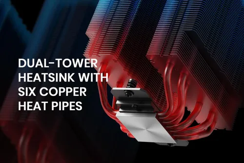 Miniatura 2 de ID-COOLING FROZN A620 Negro - Enfriador de aire para CPU de doble torre negro de 6.1" de altura, 6×Φ6mm tubos de calor, ventiladores FDB duales