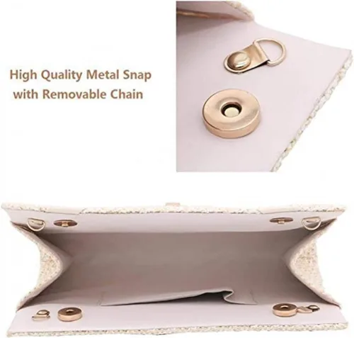 Miniatura 5 de Bolso de mano de paja para mujer, elegante bolso de mano de verano para playa, borlas con asa superior con cadena