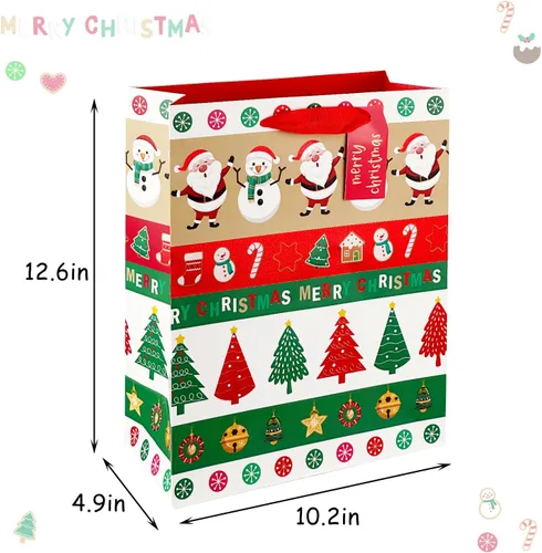 Miniatura 5 de SPERPAND 12 piezas de bolsas de regalo de Navidad grandes con papel de seda, bolsas de golosinas reutilizables con asas, bolsas de regalo de Navidad