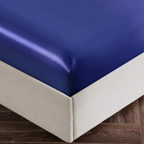 Miniatura 4 de SiinvdaBZX Juego de sábanas de satén de 4 piezas tamaño King, ultra sedosas y suaves, sábanas de cama King de satén azul marino con bolsillo
