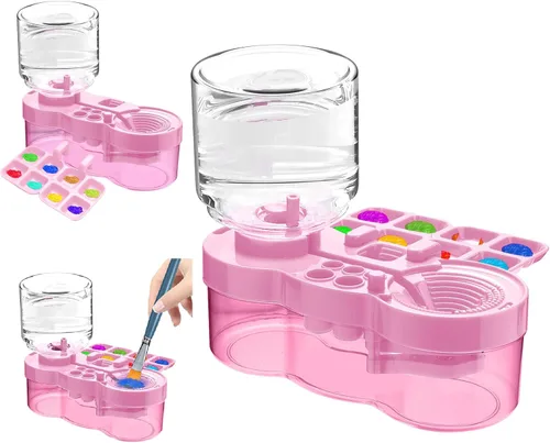 Limpiador de Pinceles de Pintura, Dispensador Mejorado de Enjuague de Acuarela con Ciclo de Agua con Soporte y Paleta, Lavando Mis Pinceles, Sistema