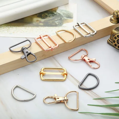 Miniatura 6 de 56 piezas de anillos en D para herrajes de bolso, herrajes para bolso para confección de bolsos, hebillas artesanales (color mixto, 30 mm)