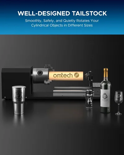 Miniatura 4 de OMTech Cortador rotativo y accesorio para grabador con mandril de 3 mandíbulas y motor paso a paso de 2 fases para máquinas de grabado láser de CO2