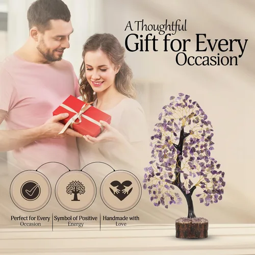 Miniatura 7 de Árbol de la vida con cristales de amatista, árbol púrpura, decoración de cristal, árbol de los chakras, regalos curativos para mujeres, decoración