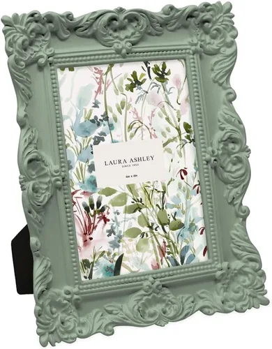 Miniatura 44 de Laura Ashley - Marco de fotos de 5 x 7 pulgadas, de resina texturizada y elaborada a mano, con caballete y gancho para mesa y pared, con diseño Negro