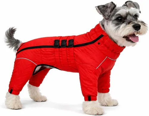 Miniatura 14 de Abrigo cálido para perros de doble capa, chaleco para perros, 4 patas cubiertas, resistente al viento, impermeable, reflectante, gris XS - L
