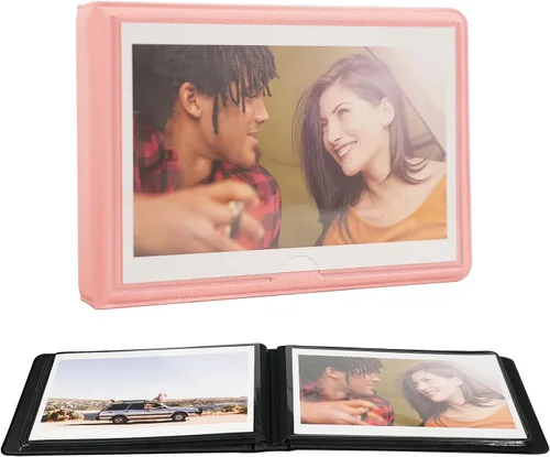 Miniatura 9 de Álbum de fotos pequeño de 4 x 6 pulgadas con capacidad para 28+1 fotografías horizontales, mini libro de fotos de capacidad con cubierta de cuero