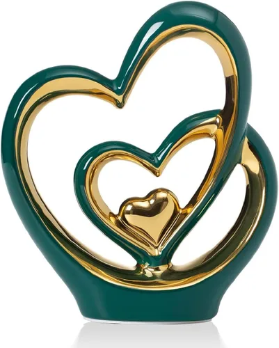 Miniatura 13 de APLUSH Decoración de estatua de doble corazón de porcelana, escultura de artista moderna, decoración del hogar para sala de estar, gabinete de vino