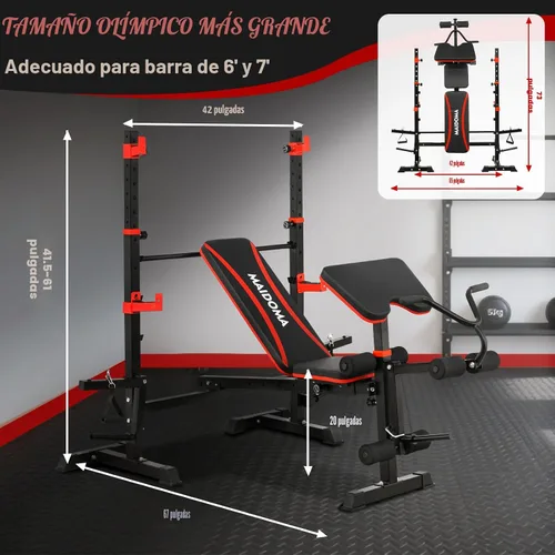 Miniatura 3 de MAIDOMA Foldable 1500LBS Capacity 8 IN 1 Weight Bench Set with Leg Extension/Squat Rack/Preacher Curl, Adjustable Bench Press for Home Gym Full Body