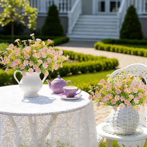Miniatura 5 de MACTING Flores artificiales para exteriores, 6 paquetes de flores falsas resistentes a los rayos UV que no se decoloran, plantas de imitación