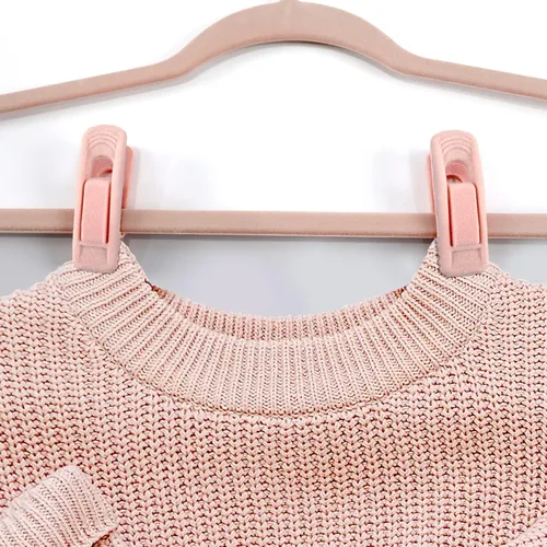 Miniatura 3 de Trgowaul Perchas de terciopelo rosa claro: clips de dedo fuertes para perchas finas, perfectas para trajes, faldas, pantalones y ropa de bebé