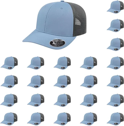Miniatura 16 de Cap America i8502 Flexfit 110 Premium - Gorra de camionero de perfil medio con 6 paneles de malla trasera con protección UV y cierre ajustable Azul
