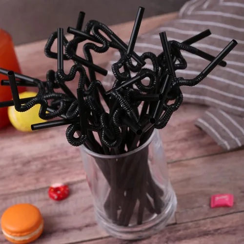 Miniatura 6 de [Envueltas individualmente] 100 popotes de plástico flexibles negros, popotes flexibles desechables, 10.2 pulgadas de largo y 0.23 pulgadas