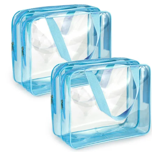Miniatura 30 de Kit de 3 piezas de bolsas de artículos de aseo de viaje de PVC cristalino para mujeres y hombres, organizador de embalaje de vinilo impermeable