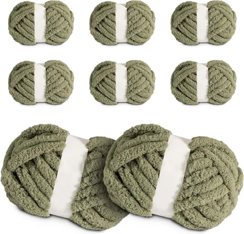 Miniatura 10 de Ultra Suave 1kg (2.2 LBS) Hilo Grueso para Tejer a Mano, Hilo de Tubo de Tela de Terciopelo Luxuoso para Hacer Bolsos, Almohadas, Mantas, Azul Ártico